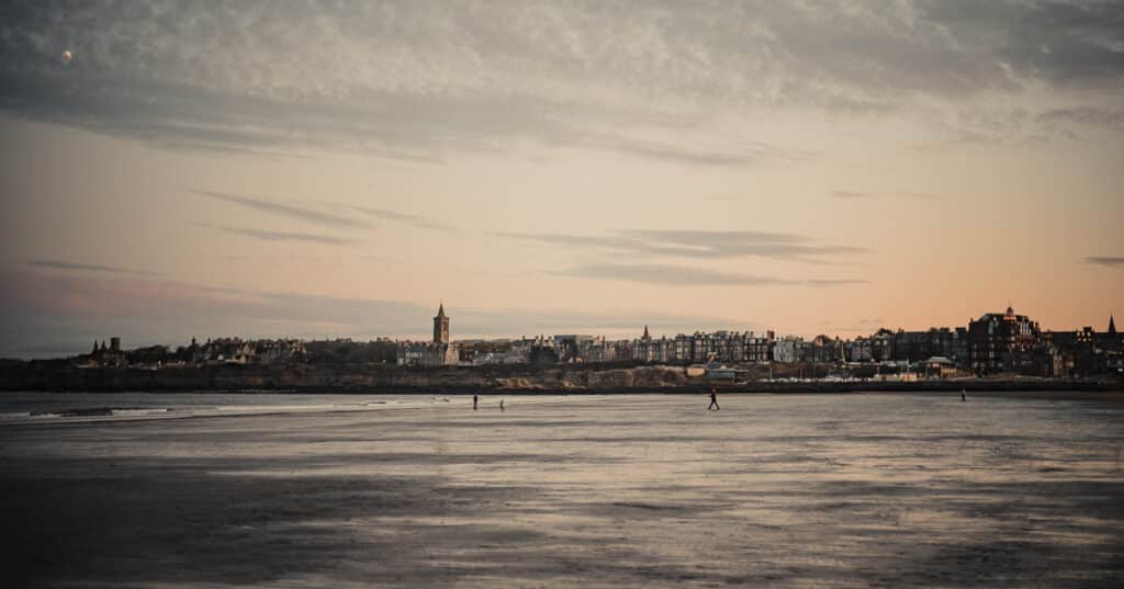 Landscape of West Sands beach in St Andrews